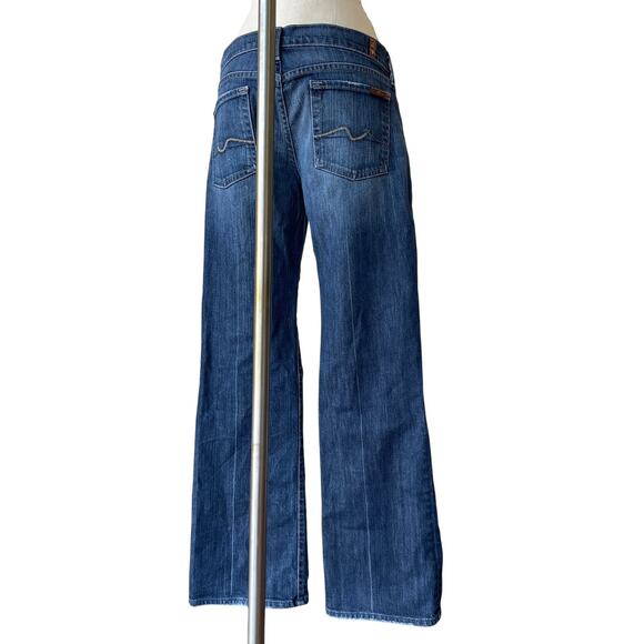 7 For All Mankind Jeans Size 30 Lowrise Bootcut Darkwash Flare - Picture 3 of 6